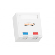 Розетка настенная 2 порта RJ-45 Nikomax, CAT5e, неэкранированная, со шторкой, белая - 