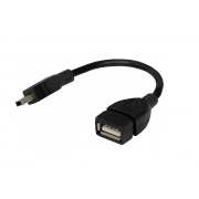 Шнур OTG USB A(гнездо) - Mini 5pin USB B(штекер) Rexant, черный, 0.15 м - 
