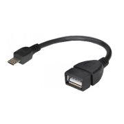 Шнур OTG USB A(гнездо) - Micro 5pin USB B(штекер) Rexant, черный, 0.15 м - 