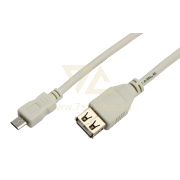 Шнур USB A(гнездо) -  Micro USB A(штекер) 5 мм Rexant, белый, 0.2 м - 