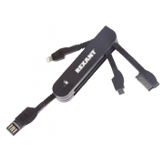 USB переходник "нож" 3 в 1 для iPhone 5/microUSB/iPhone 4, черный - 