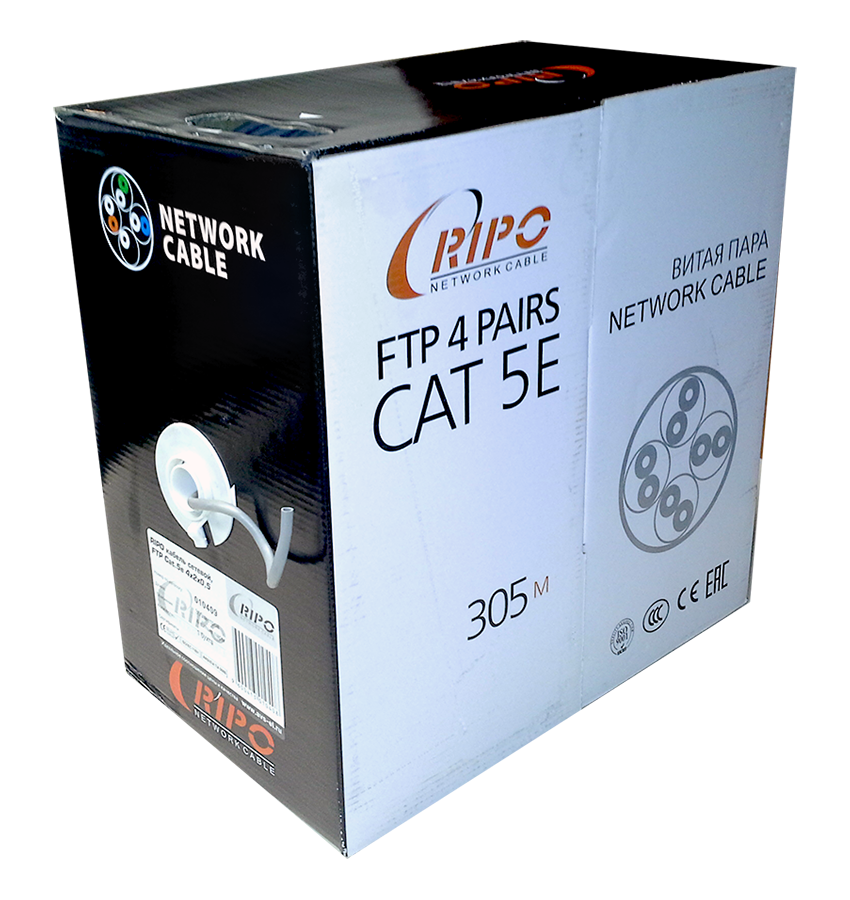  FTP 4PR 24AWG CAT5e RIPO, CCA, 305 м —  FTP 4PR — Витая .