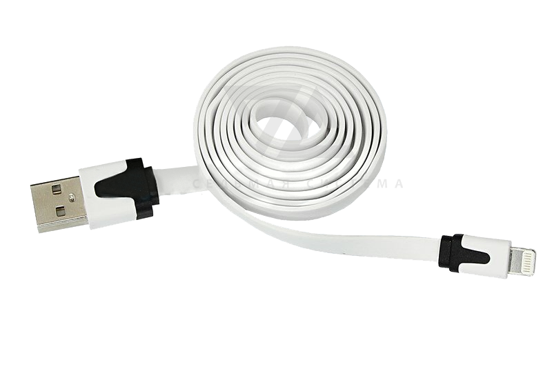 USB кабель для iPhone 5/5S, шнур плоский, белый, 1 м