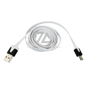 USB кабель универсальный, microUSB, шнур плоский, белый, 1 м - 