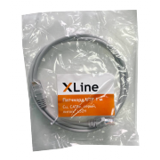 Патчкорд UTP 1 м Cu X-Line, CAT5е, серый, литой, LSZH - 