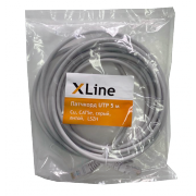 Патчкорд UTP 5 м Cu X-Line, CAT5е, серый, литой, LSZH - 