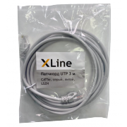 Патчкорд UTP 3 м Cu X-Line, CAT5е, серый, литой, LSZH - 