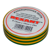 Изолента 15 мм x 25 м Rexant, желто-зеленая - 
