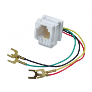 Гнездо телефонное 6P4C Rexant, пластик 623K, с отводами 82 мм, 100 шт/упак - 